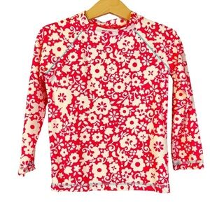 Mini Boden Pink Flower Rash‎ Guard Swim Shirt